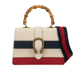 Medium Bamboo Dionysus, Leather, White/Blue/Red, 493075, S, 2*